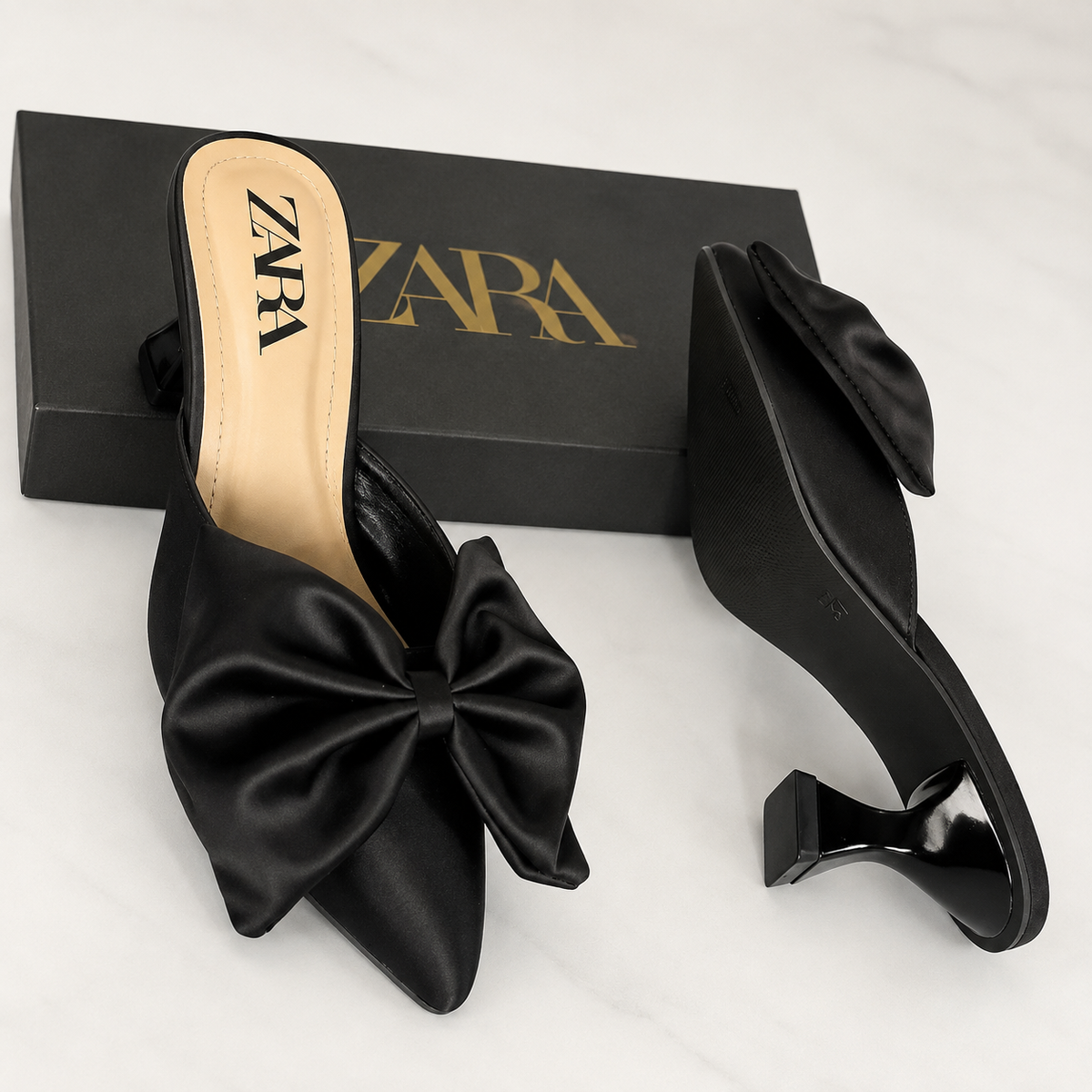 ZARA. BIG BOW HEEL