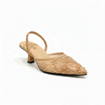 Zara Mesh Embroidered Heels ( ALLOW TO OPEN AND FREE SHIPPING )