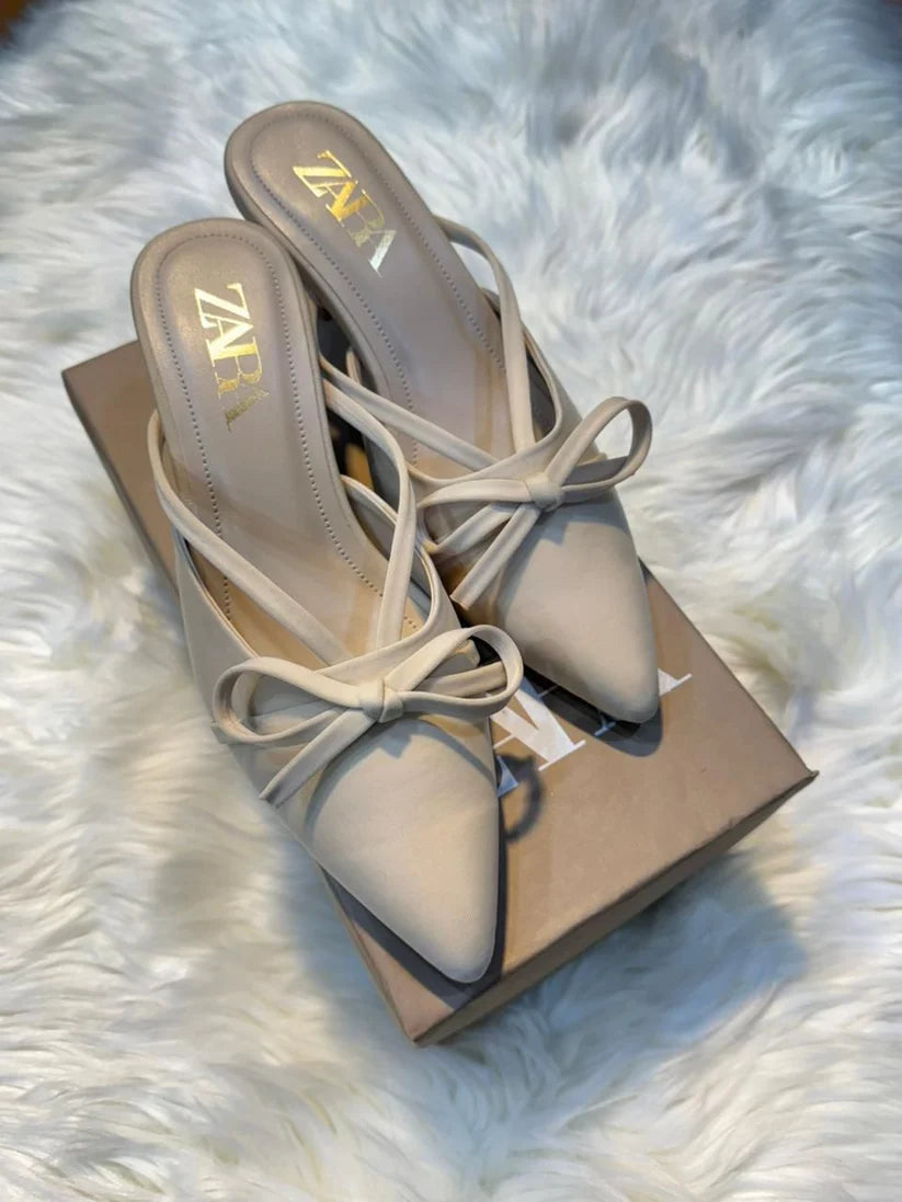 Zara Bow Satin Heels