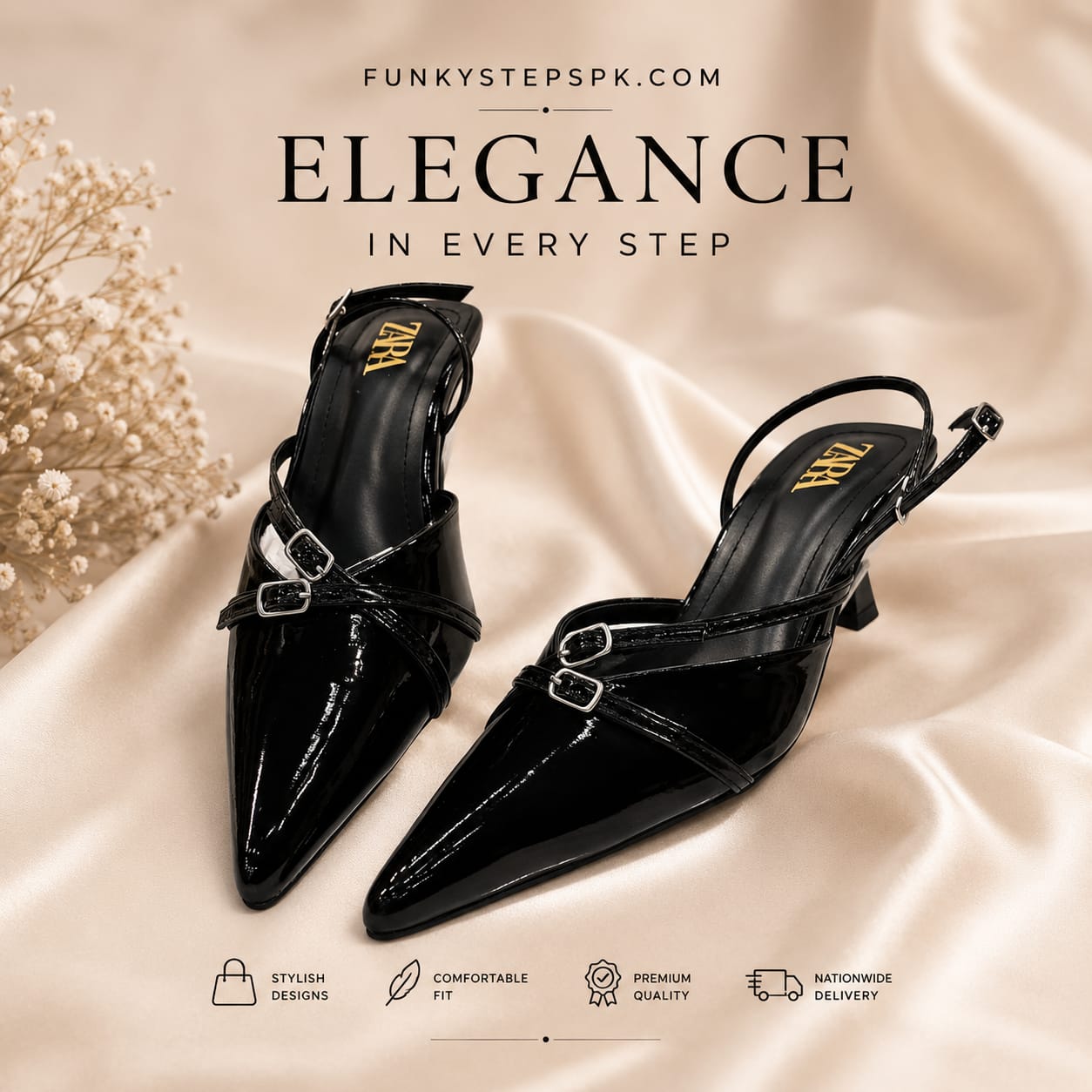 Womens Pointed Toe Slingback Heel