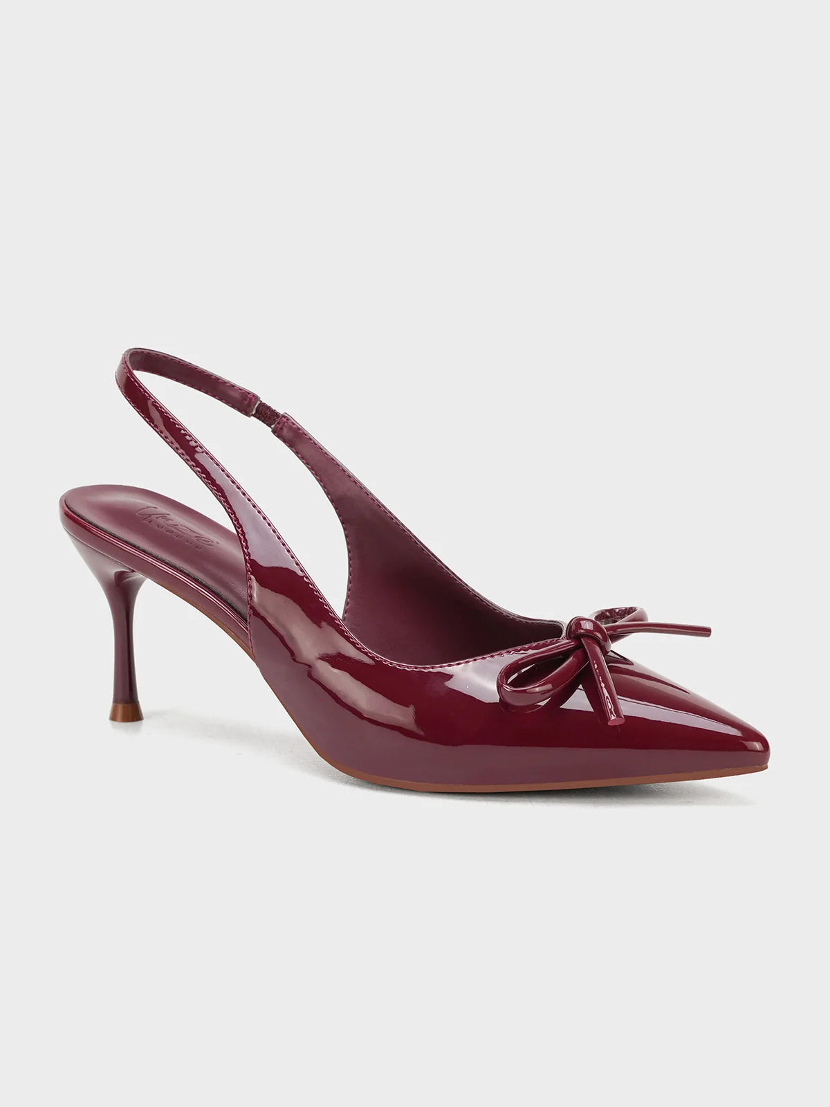 Mahroon Bow Pointed Heel