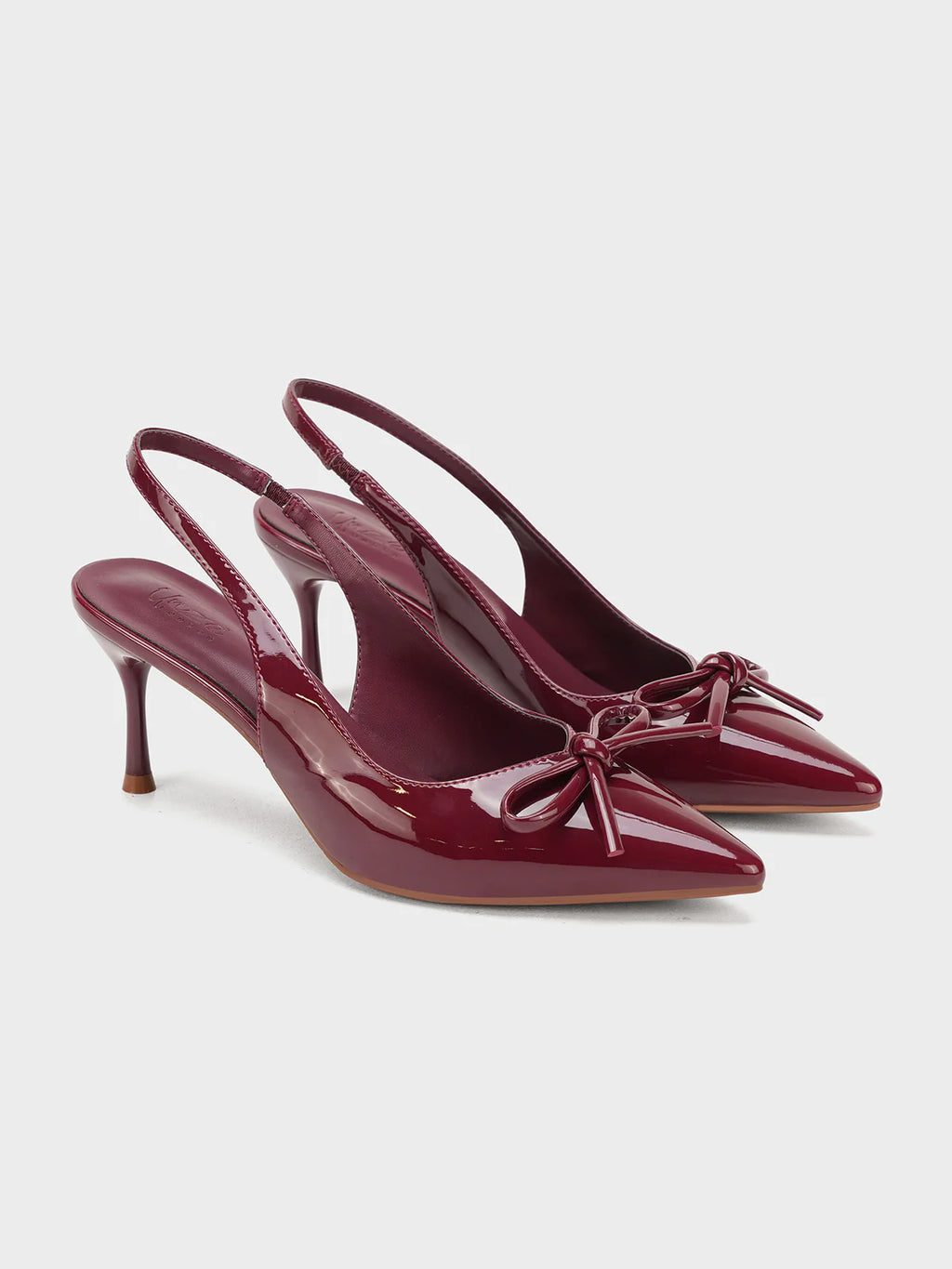 Mahroon Bow Pointed Heel