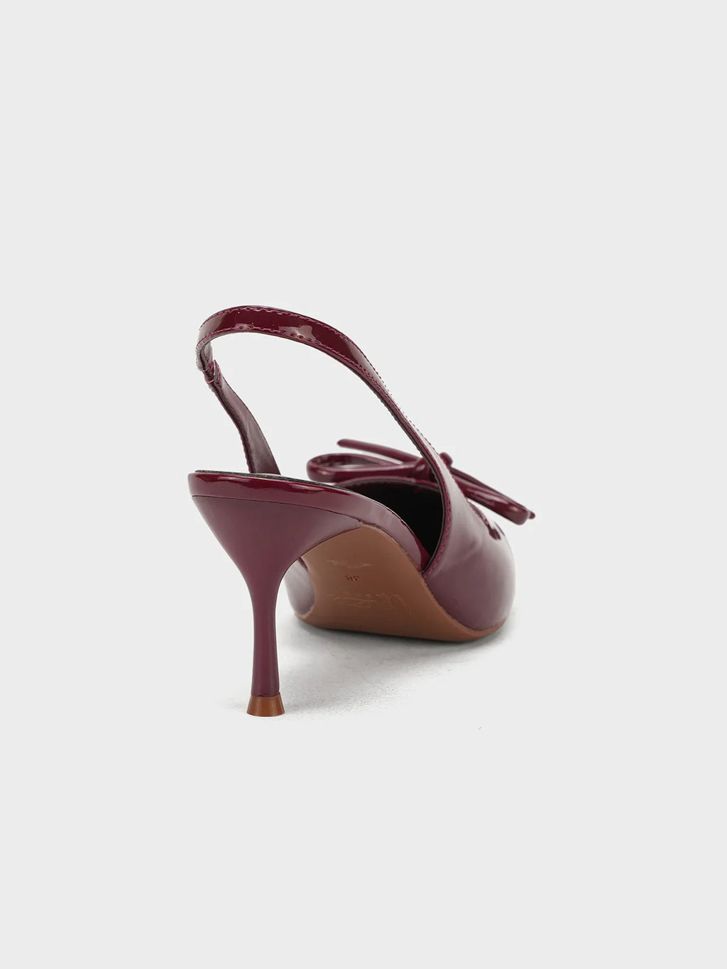 Mahroon Bow Pointed Heel