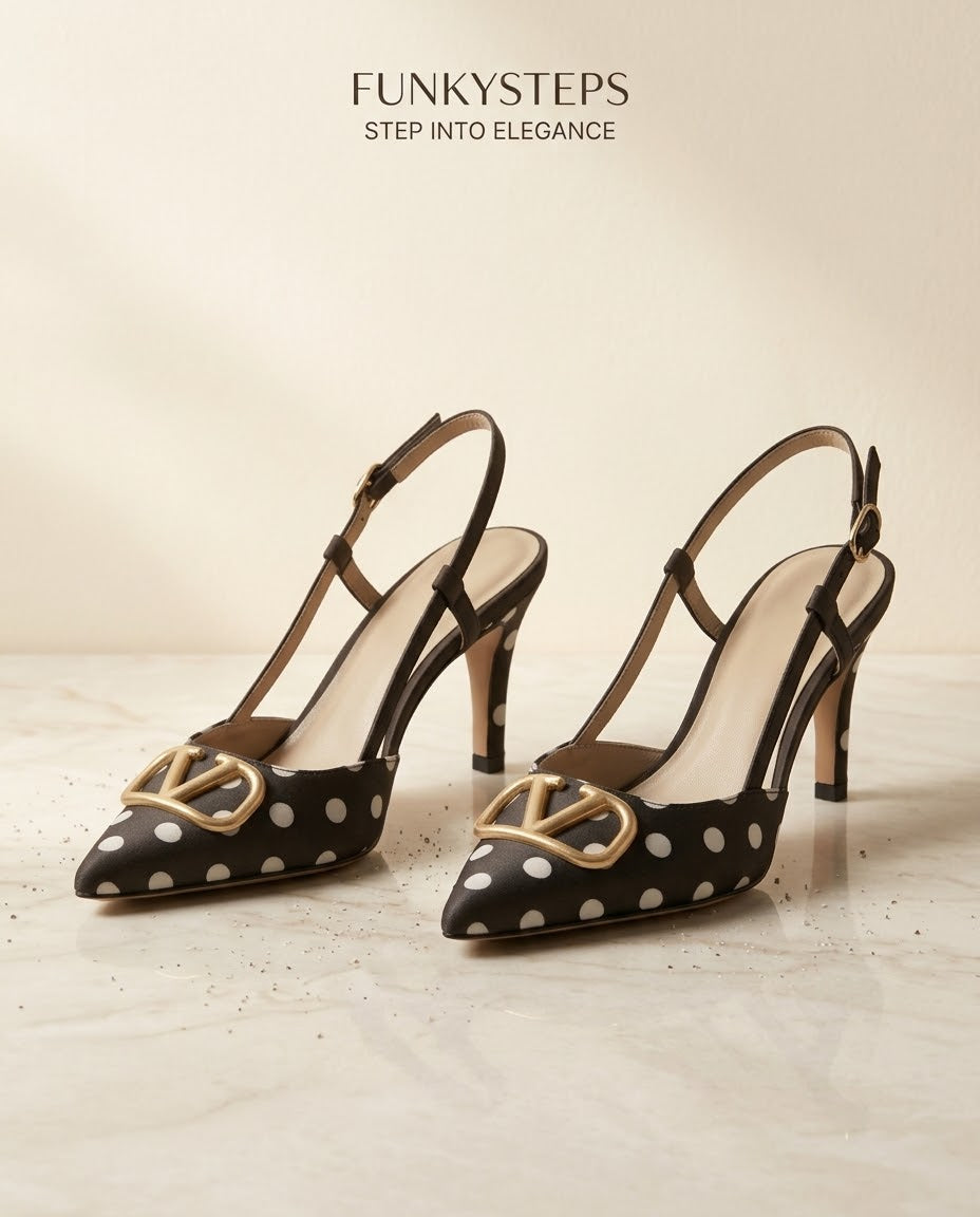 Polkadot V-Logo Heels