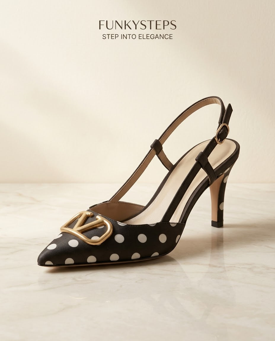 Polkadot V-Logo Heels