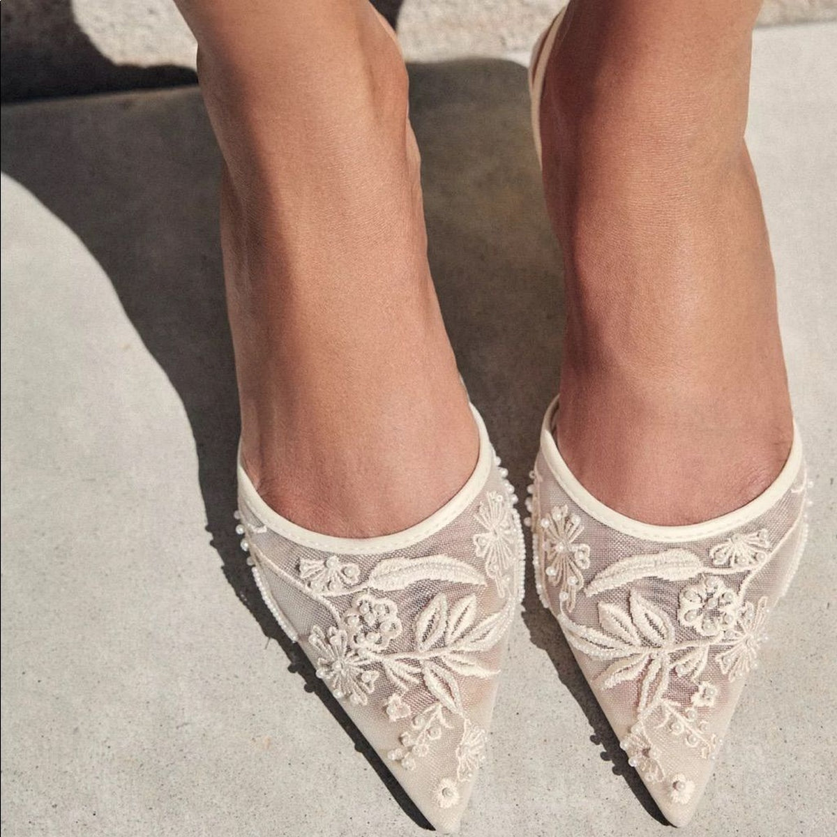 Zara Mesh Embroidered Heels